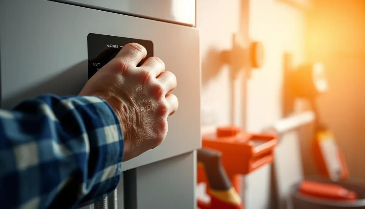 Technicien réglant le panneau de commande d'une chaudière à condensation