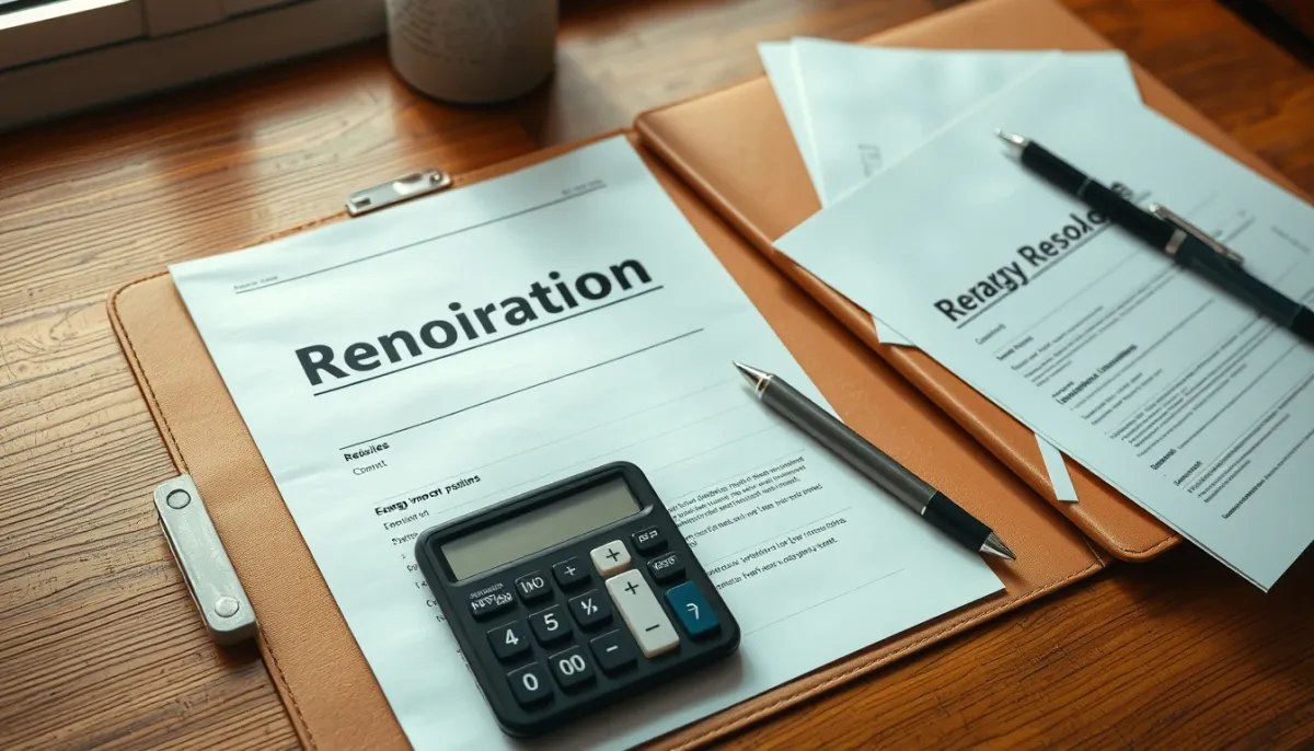 Documents administratifs et calculatrice pour les aides à la rénovation énergétique