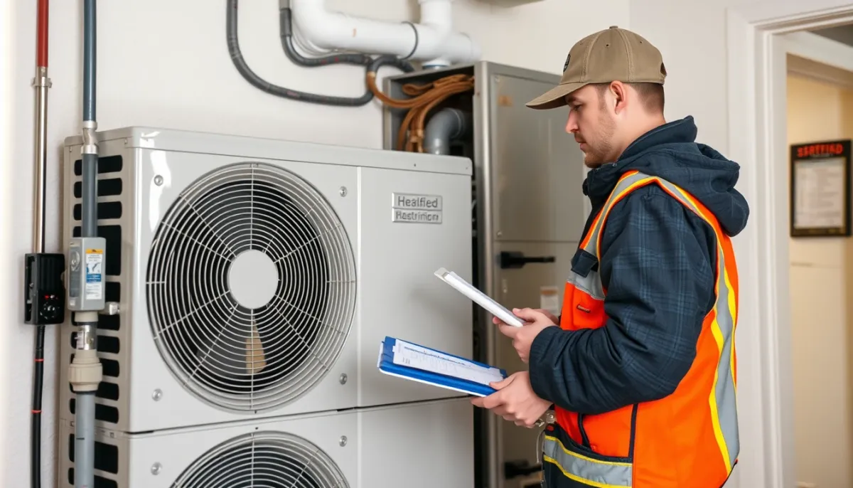 Technicien certifié RGE vérifiant l'installation d'une pompe à chaleur, condition d'éligibilité aux primes CEE