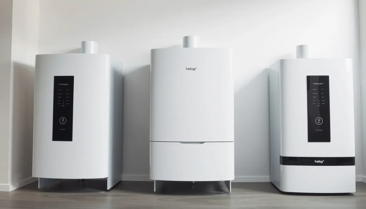 Comparatif de trois chaudières à condensation modernes en showroom