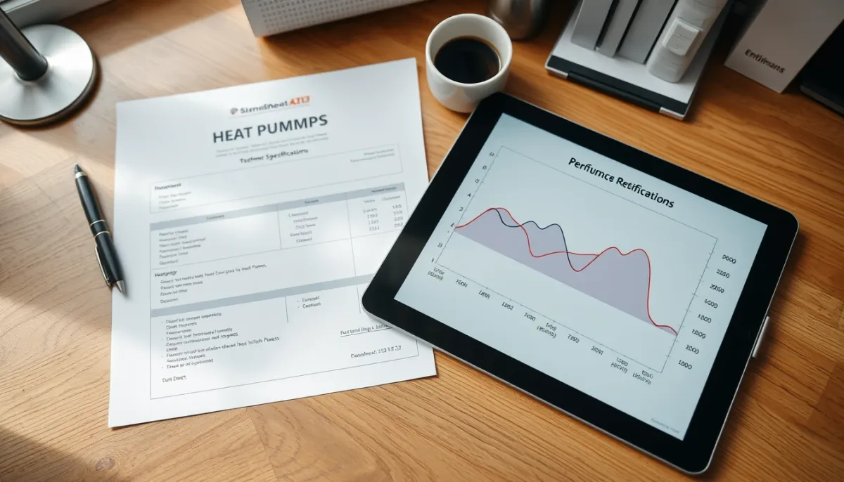 Fiche technique et courbes de performance de la pompe à chaleur Daikin Altherma sur un bureau